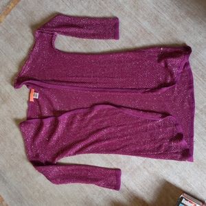 Long burgundy cardigan with silver sparkles